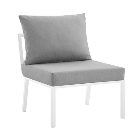 MODWAY FURNITURE Riverside Outdoor Patio Aluminum Armless Chair - White & Gray EEI-3567-WHI-GRY